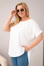 Plus-size women's cotton short-sleeve blouse white