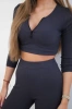 Ribbed crop top set graphite