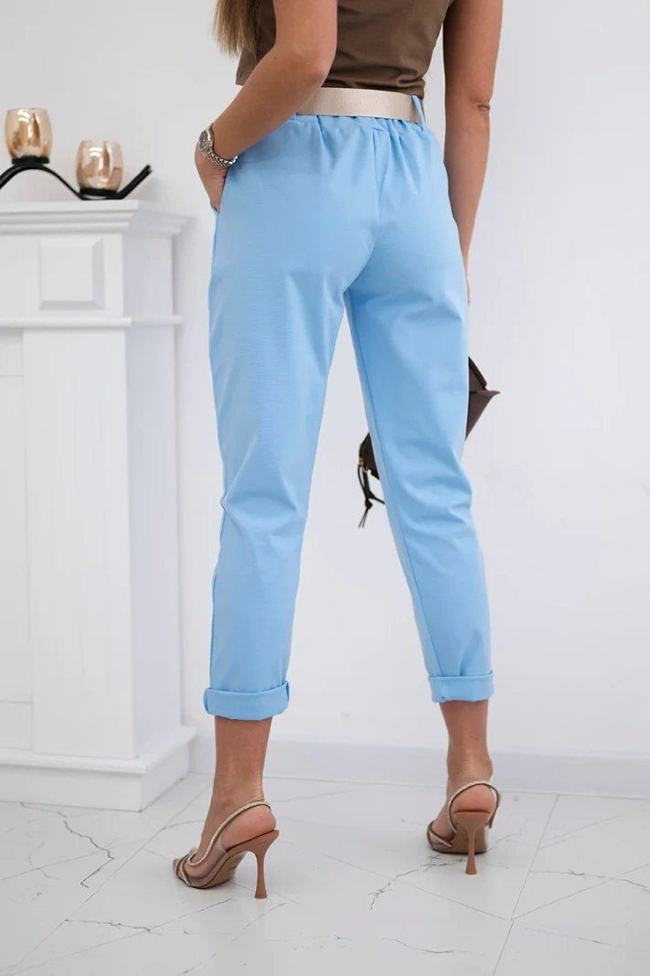 Punto trousers with belt blue