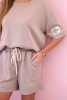 Women's butter set with high-waisted shorts dark beige