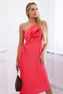 Plisseekleid mit Blume rosa neon