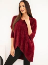 Sweter damski Plus Size z dekoltem V bordowy
