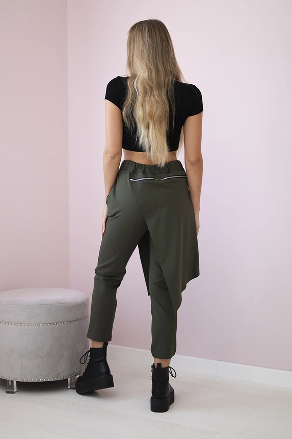 Punto Milano Winterhose mit dekorativem Reißverschluss khaki