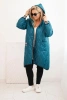 Women's Plus Size quilted jacket with a hood and sporty cuffs teal