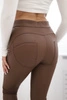 Push up pants made of eco leather brown