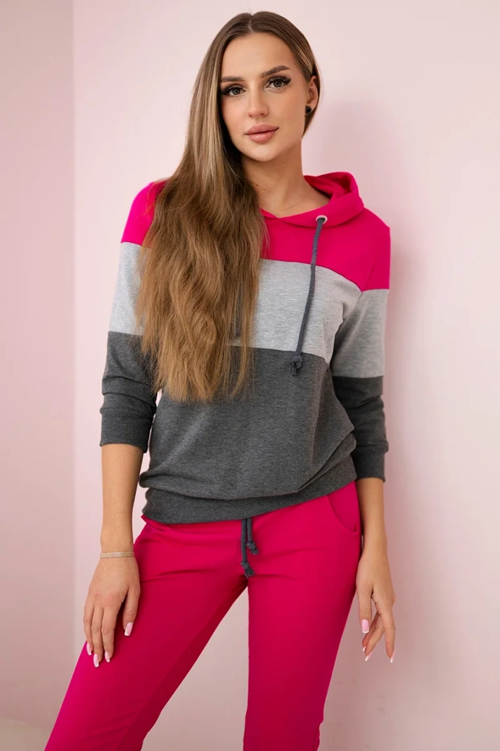 Set with colorful stripes fuchsia+gray