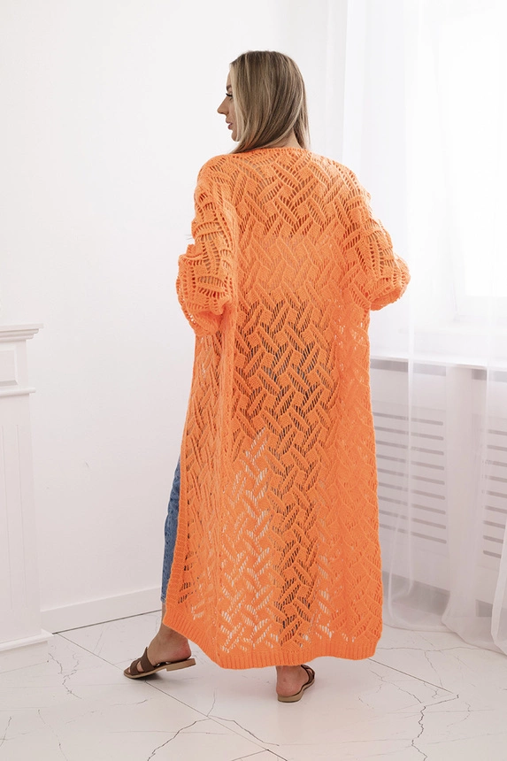 Sweater long cardigan Super KID Mohair orange neon