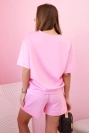 Women's butter set with high-waisted shorts light pink