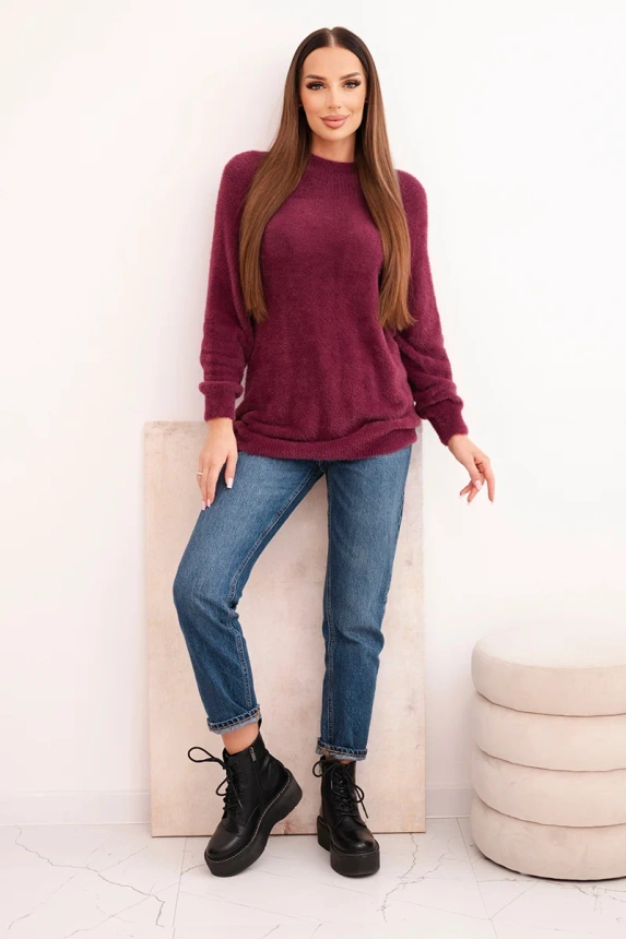 Women's sweater with soft texture and long sleeves plum