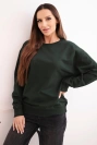 Damenpullover aus Baumwolle Basic mit Rundhalsausschnitt dunkelgrün