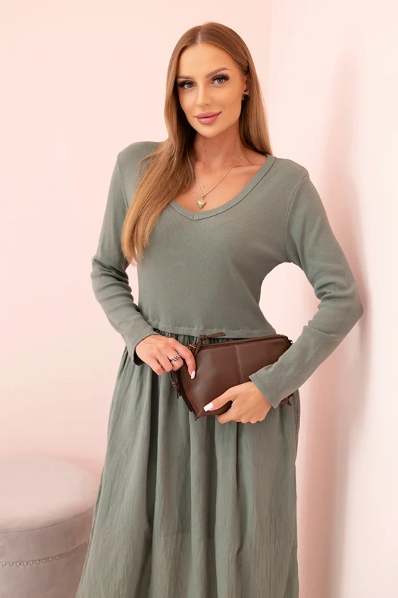 Langes Kleid mit Trägern pflaumenfarben