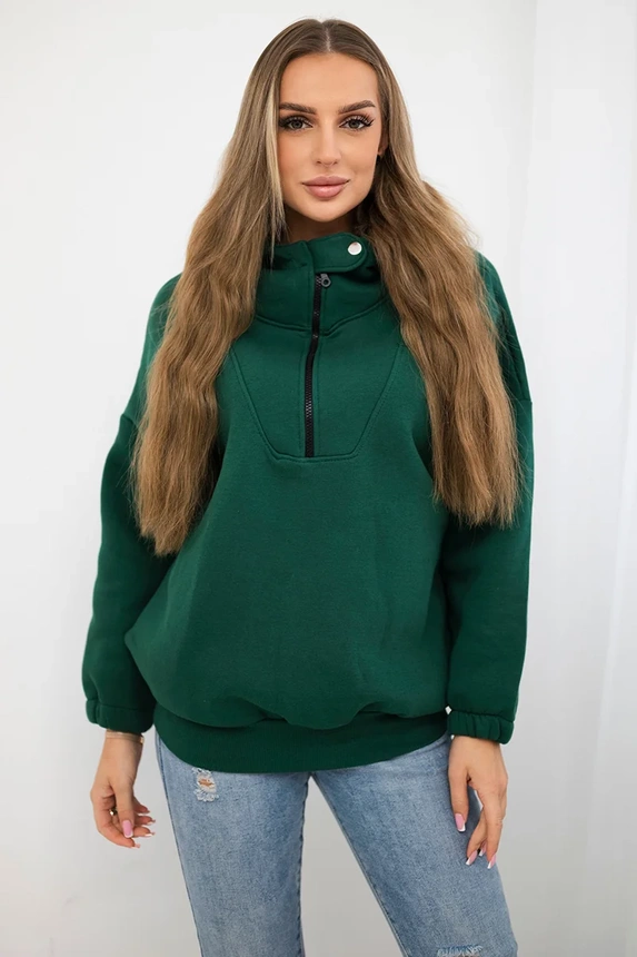 Mikina s kapucí tmavě zelená