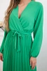 Dress tied with a pleated hem green
