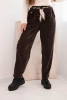Women's viscose pants with a scarf belt brown