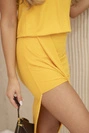 Asymmetric dress mustard