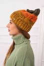 Dolores vilnonė kepuraitė K303 garstyčių+oranžinė+žalia