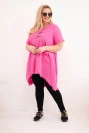 Sukienka damska bawełniana Plus Size z dłuższym tyłem i kieszenią różowa