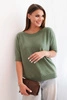 Damenpullover aus Viskose mit kurzen Ärmeln khaki