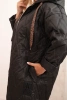 Plus Size women's quilted jacket with a hood and the word HOPE black