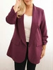 Elegante Plus-Size-Damenjacke pflaumenfarben