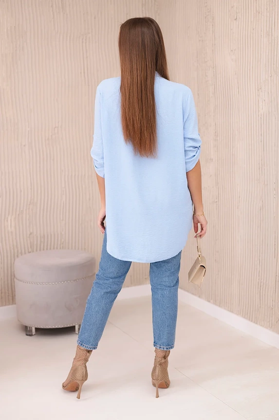 Bluse mit längerem Rücken blau