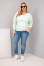 Plus Size women's blouse distressed with the inscription Love You More mint