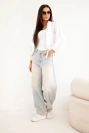 Women's cotton cover-up with ruching and tie white