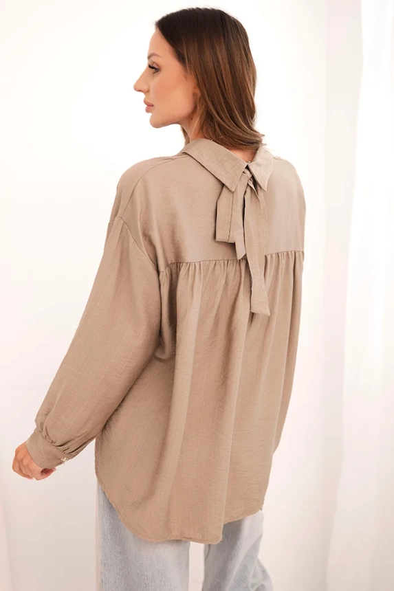 Damenbluse elegant aus Viskose mit dekorativen Knöpfen fango