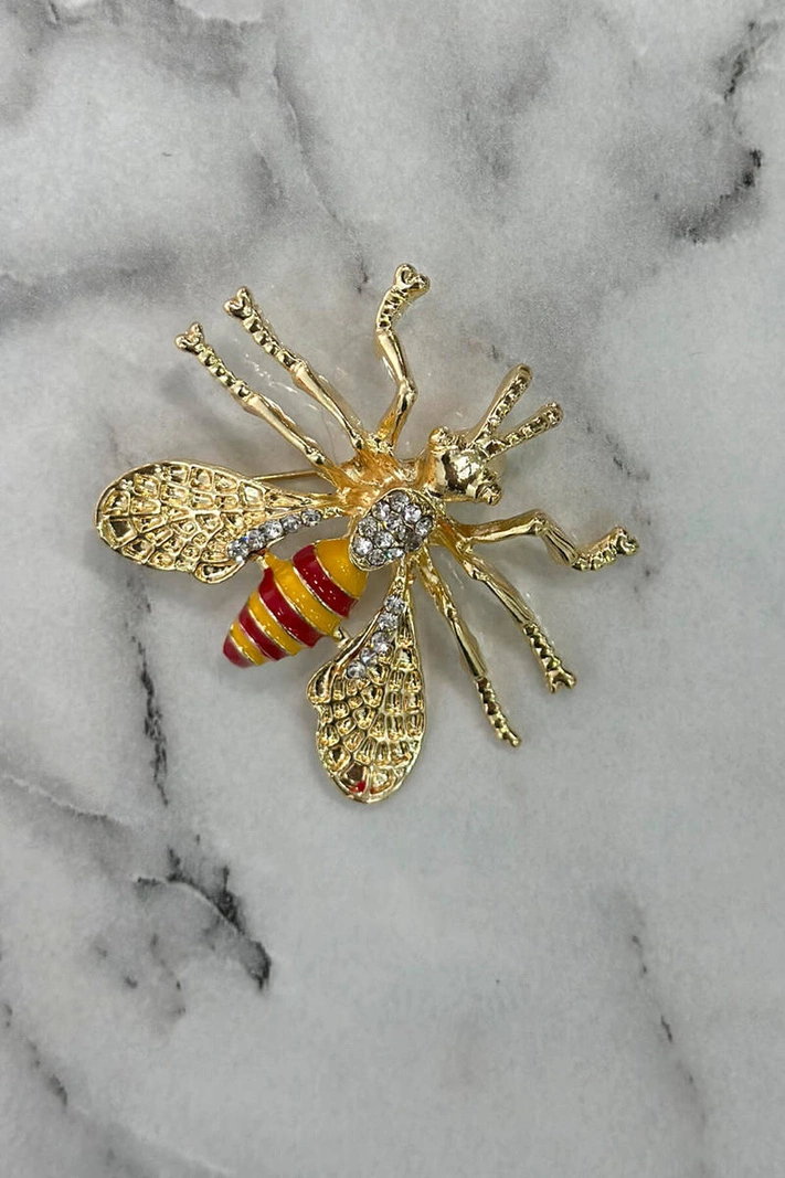 Brooch Bee A-2-21-9 red