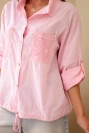 Women's cotton shirt with adjustable hem and pockets candy pink