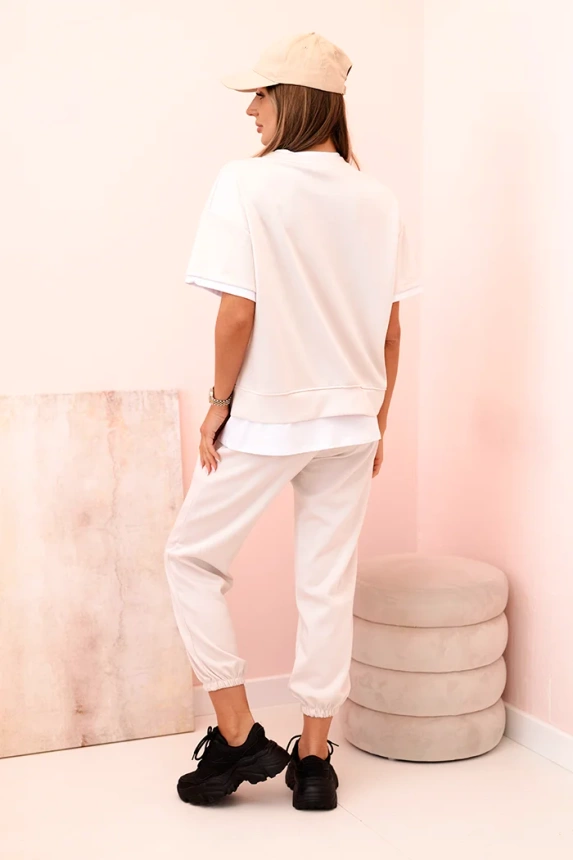 Women's butter set with short sleeves and pants beige
