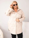 Plus Size quilted women's jacket with collar and pockets dark beige