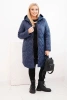 Moteriška Plus Size žieminė pamušalinė striukė su gobtuvu mėlyna