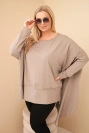 Moteriška tunika Plus Size iš medvilnės su asimetriniu apačiu fango