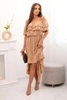 Women's off-the-shoulder dress with a longer back camel
