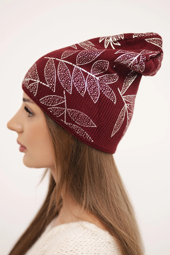 Women's winter wool hat with double rolled-up cuff K426 orange