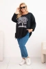 Women's Plus Size cotton blouse with tree print black