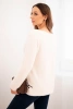Women's sweater made of soft knit with a round neckline beige