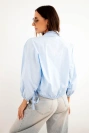 Women’s cotton cover-up with ruching and tie fastening blue