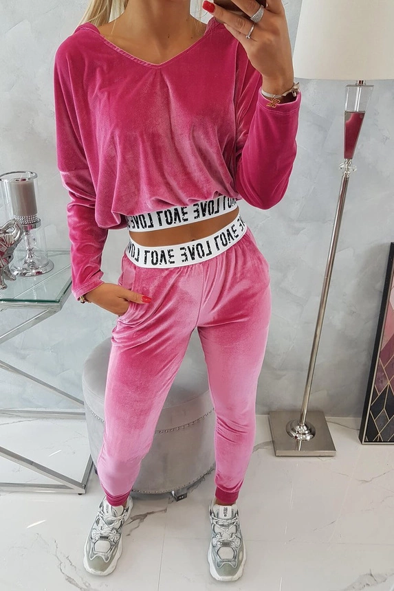 Velor set with hood fuchsia