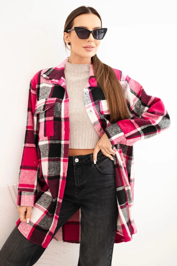 Koszula damska w kratę fuksja