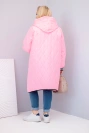 Plus Size women's quilted jacket with a hood and sporty cuffs candy pink