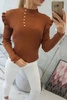 Fitted sweater blouse with buttons camel