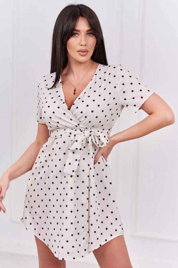 Kleid mit Polka-Dot in Ecru
