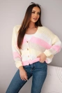 Damenpullover mit Knöpfen und Streifen gelb