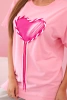 T-shirt dámsky bavlnený oversize srdcom a strapcami svetloružový