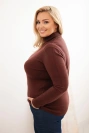 Sweter damski wiskozowy Plus Size z golfem o klasycznym kroju brązowy