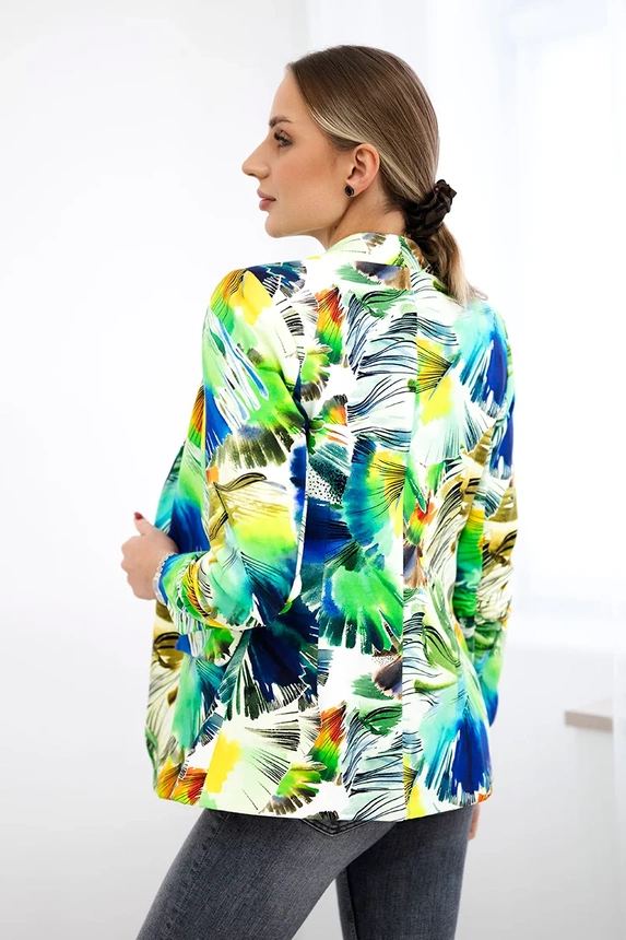 Cotton jacket with a colorful print green