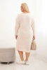 Sukienka swetrowa damska Plus Size z moherem oversize z kieszenią beżowa