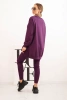 Damen Komplettset Baumwolle Sweatshirt und Leggings mit dem Schriftzug Minimal pflaumenfarben